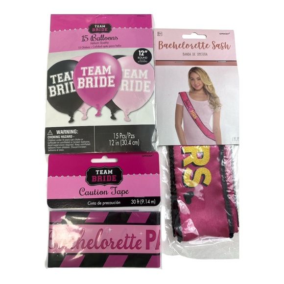 #332 BRIDE TRIBE BUNDLE Party Supplies Set - Pink and Black - Picture 2 of 6
